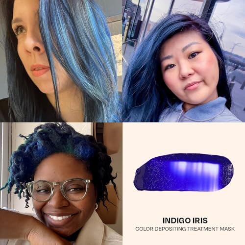 Image of Overtone Daily Color Depositing Conditioner - 4.5 oz Temporary Coloring Conditioner w /Shea Butter & Coconut Oil - Refresh Color & Prevent Fading - Vegan & Cruelty-Free, Blue for Brown is Indigo Iris