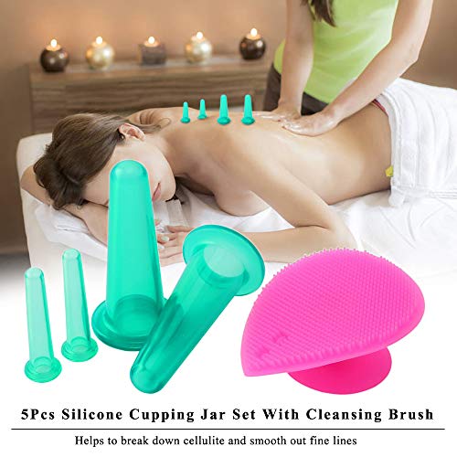Fesjoy Ventosa, 5 peças de frascos de silicone para rosto e olhos conjunto de copos de massagem com