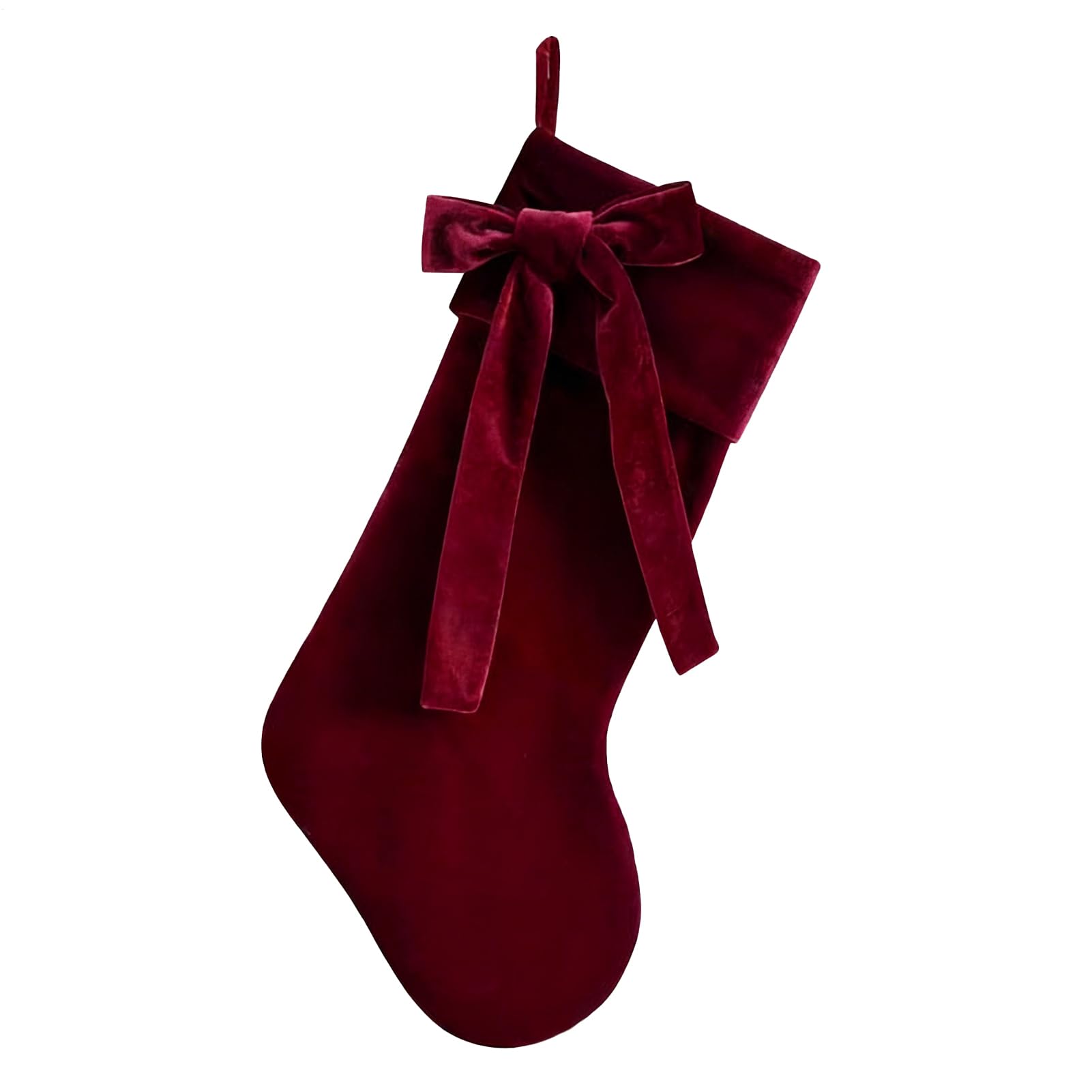 Velvet Christmas Stocking | Burgundy Christmas Stockings | 19" Luxury Box Stocking | Christ-mas Tree Vintage Neutral Stockings Decorations for Fireplace & Wall