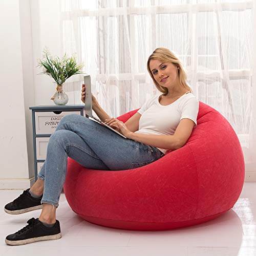 Sofá inflable esférico rojo LONEEDY de felpa suave para adultos y niños 5