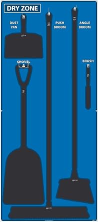 NMC SB132AL 5S Dry Zone Janitorial Shadow Board, 68"x30", Blue/Black, Aluminum Sign Tools Sold Separately
