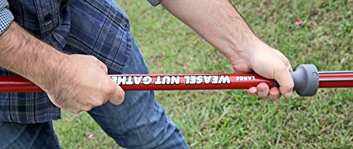Garden Weasel Large Nut Gatherer - Picks Up Walnuts, Sweet Gum Balls, Magnolia Seed/Flower Heads, Small Fruit & Other Objects 1 1/2" To 3" in Size, Red/Silver - Thumbnail 4