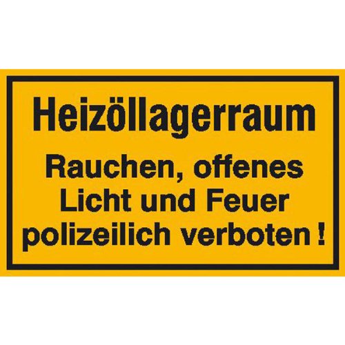 Preisvergleich Produktbild Betriebsausstattung24® Heizöllagerraum Rauchen, offenes Licht und Hinweisschild, Kunststoff, 25x15 cm