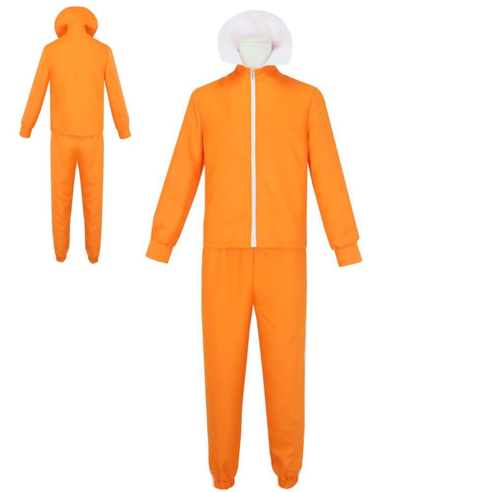 Adult Orange Track Suit 2-Piece Sports Suit Zipper Jacket Coat Pants Halloween Costume Outfits