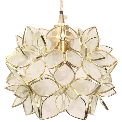 Bieye PETALPENDANT L10967 Flower Petals Tiffany Style Stained Glass Ceiling Pendant Light For Home Decor  cover