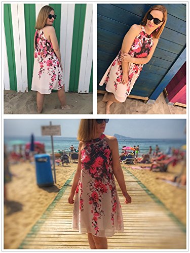 Floerns Women's Summer Floral Print Sleeveless Halter Neck Beach Party Dress A Pink Xxl #TOP5
