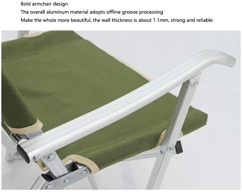 Silla de camping resistente, sillón plegable portátil de aluminio con marco de acero para uso en interiores y exteriores, diseño ligero y plegable