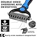 3PCS Self Cleaning Slicker Brush & Pet Grooming Rake & Flea Comb for Dogs, Cats and Horses | Double-Sided Dematting Comb & Skin Friendly Deshedding Grooming Tool | Premium Pet Supplies (Blue)