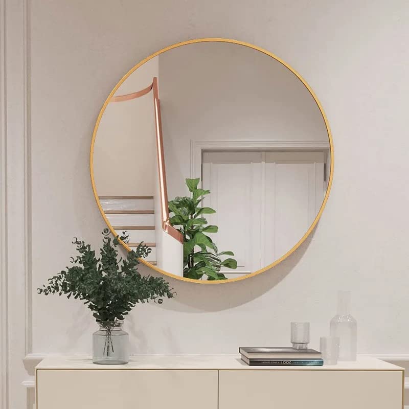 Image of RIZIK STORE Iron Metal Decorative Round Wall Mirror with Hook - HD Clear Glass, Wall Mounted for Bedroom, Living Room, Wash Basin, Vanity, Makeup & Bathroom