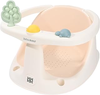 Bebamour Asiento de baño para bebé de 6 meses + bañera para niños, silla de baño antideslizante con juguete, rosa nuevo