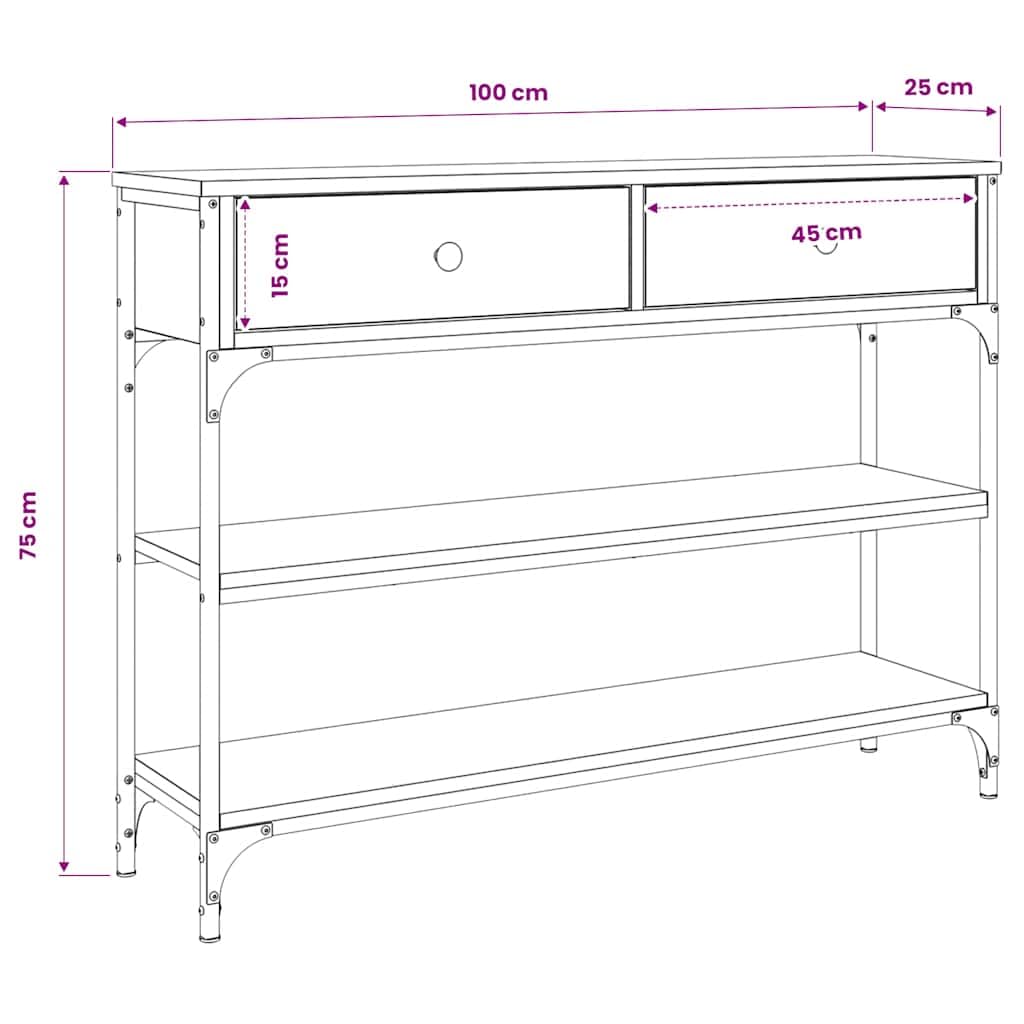 vidaXL Mesa Consola, Mesita de Sofá con Almacenaje, Mesa Auxiliar, Mesa para Pasillo Salón Entrada Recibidor, Madera de Ingeniería Roble Sonoma