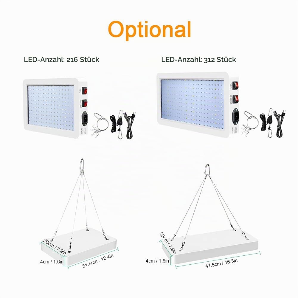1000W LED Grow Light für Zimmerpflanzen 216 LEDs Full Spectrum Veg und Bloom Dual Switch IP65 wasserdichte Hängepflanzen-Wachstumslampen für Sämlinge Blumen Gewächshaus