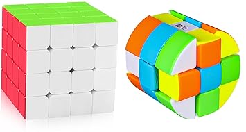 Cylinder Column 3x3 Sticker Less Speed Cube & 4 X 4 High Speed Stickerless Cube Combo Pack of 2 (2 Pieces)