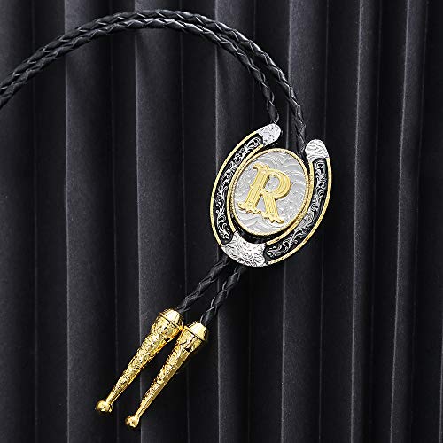 Huabola Calyn Bolo Tie For Men- Golden Initial Letter Abcdmjr To Z Western Cowboy Bolo Tie For Women (R) #TOP5