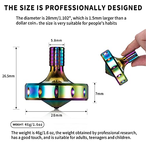 Image of Precision Metal Spinning Top,Long Lasting Spin Time Gyro Toy (M,Iridescent) | Perfect Balance, Skilled Adult Easily Exceed 10 Mins, Portable Stainless Steel EDC Office Desktop Game Toys