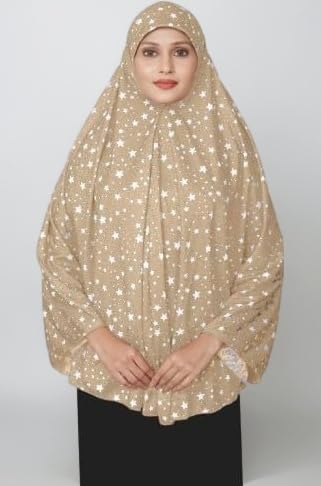 Women Printed Instant Hijab with Cap – Full Coverage Ready-to-Wear Muslim Prayer Hijab | Soft Breathable Namaz for Women & Girls