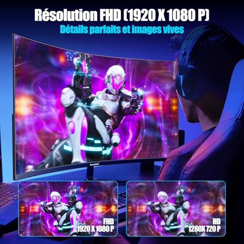 Écran PC Gamer Incurvé 27 Pouces 180Hz, 1080p Moniteur PC Gaming 144/165Hz 1800R, Écran D'Ordinateur Jeu avec FreeSync & Eye-Care Technology, DP, HDMI, Noir – Image 5