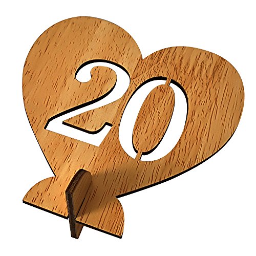 Baugger - 20pcs 1-20 suportes de mesa de mesa de casamento de madeira com base para recepção e tabel