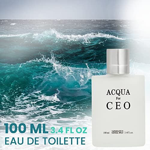 Aqua For Ceo, Eau De Toilette Spray Perfume, Fragrance For Men- Daywear, Casual Daily Cologne Set With Deluxe Suede Pouch- 3.4 Oz Bottle- Ideal Edt Beauty Gift For Birthday, Anniversary #TOP4