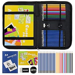 LUCYCAZ Drawing Pencil Kit, Sketchbook with Charcoal Pencils and Sketch Pads Set, Art Supplies with Drawing Pad in…