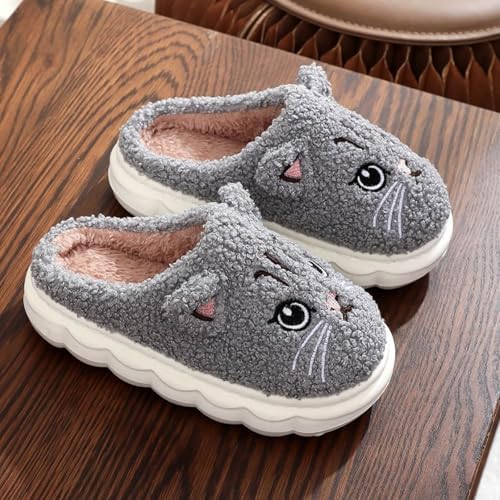 Chaussons Fille Motif Chat - Doux, Respirants, Semelle Antidérapante - Pour Maison, Tout-petits, Garçons