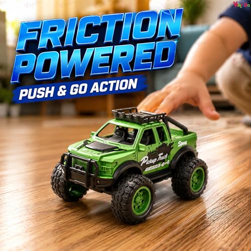 Image of VikriDA 4WD Friction Powered Monster Truck Toy for Kids | Push & Go Off-Road Stunt Car with 360 Action