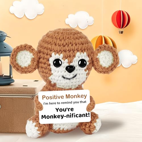 Image of Hoedia Cute Funny Gifts for Her /Him /Friend /Coworker - Emotional Positive Crochet Animals Monkey, Women Men Unique Thank You Gift for Mother's Day, Easter, Birthday, Retirement, Desk Decor