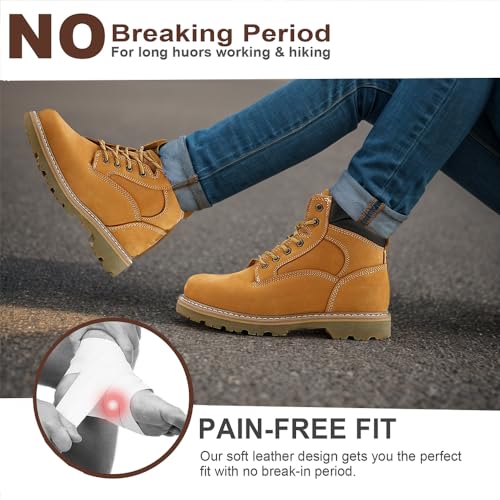 Image of CONRAD Wheat Nubuck Work Boot Collection: Sturdy, Soft Toe, Slip-Resistant Safety Shoes for Men