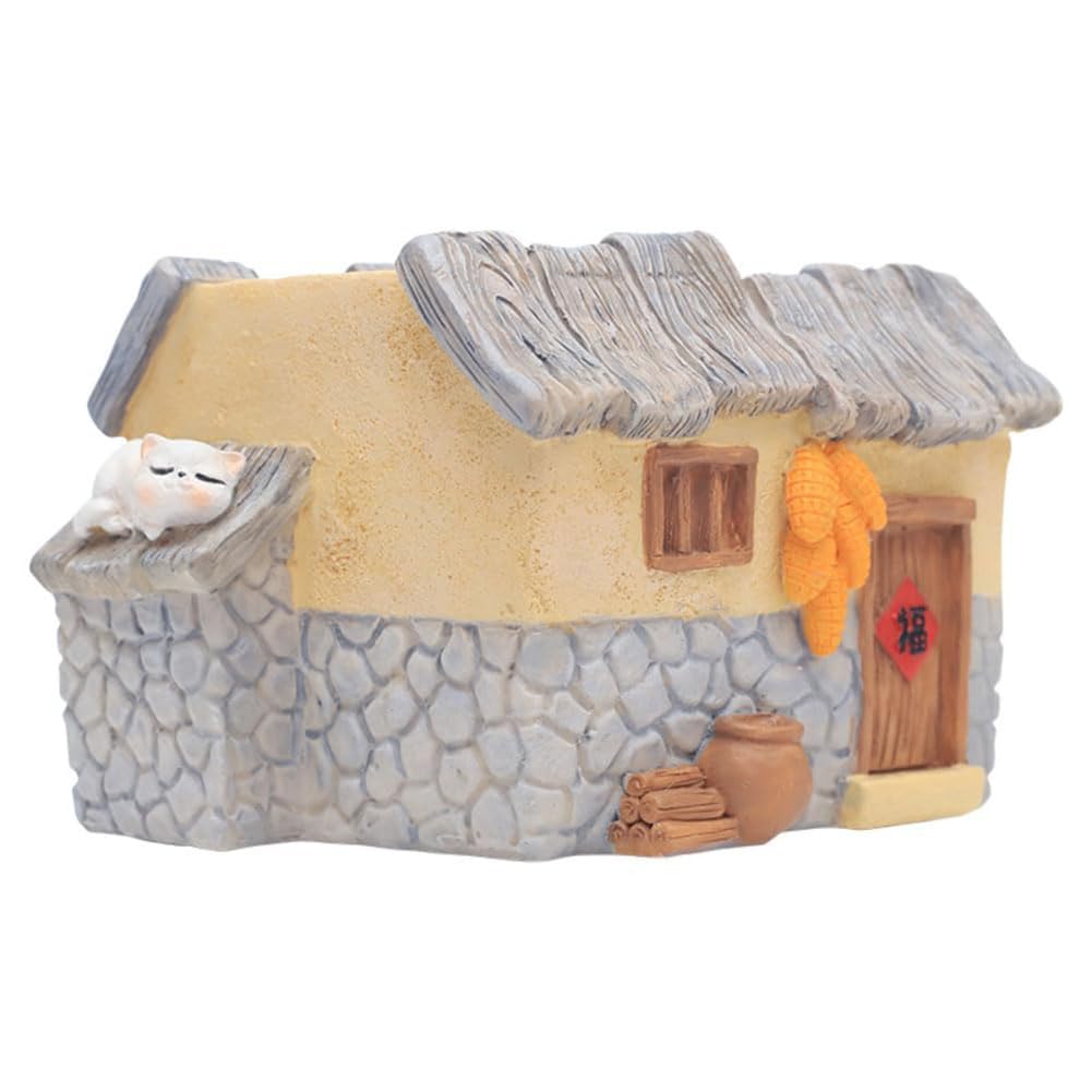 Farmhouse Succulent Pot Flower Planter Pot Resin for Home Office (Log) (Log cabin)