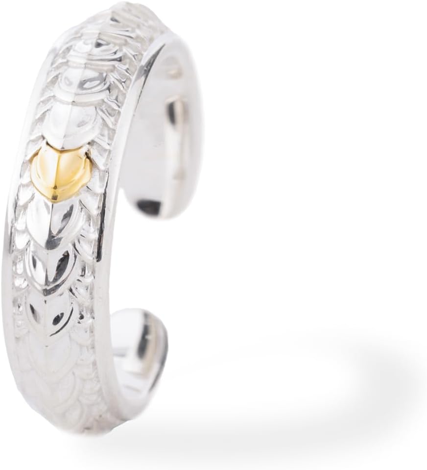 COPPERTIST.WU Dragon Scale Ring 925 Sterling Silver Inlaid 18K Gold Ring Dragon Rings Open Ring Aesthetic Jewelry Gift for Men Women