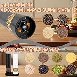 XWGKLN Electric Salt and Pepper Grinder Set: 2PCS USB Rechargeable Pepper Mill with Dust Cover, Dust Cover, for Kitchen, Picnic, Black&White - Image 3