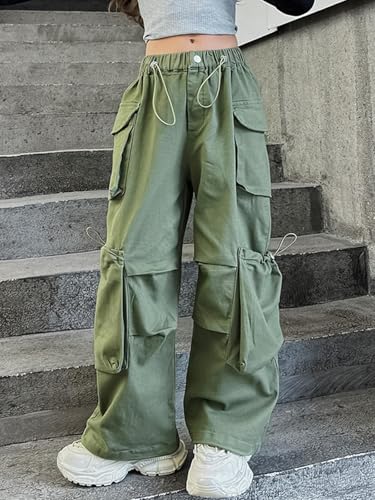 Image of Girls Cargo Pants Wide-Leg Straight Streetwear, 6-14 Years