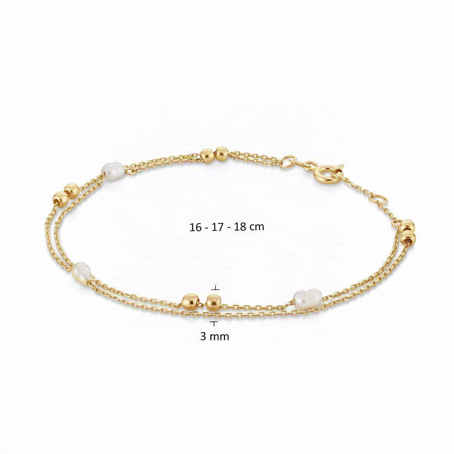 JACKIE GOLD Schmuck Damen | 14 Karat / 585 Echt Gold Armband | Constantia Pearl Bracelet JKB26.607 | 16 – 17 – 18 cm Länge verstellbar | mit Perle