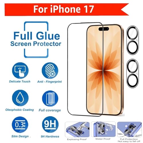 Image of OpenTech️ Military-Grade Gorilla Tempered Glass for iPhone 17 6.3-Inch with Camera Lens Protector (Pack of 2),Edge to Edge Coverage - Case Friendly, Anti scratch, HD Clear and Bubble free installation kit