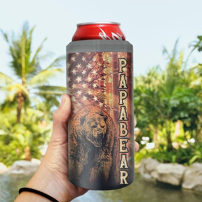 Miniatura 3 de SANDJEST Vaso de regalo para papá de hija e hijo, vaso con aislamiento de Papabear de 12 onzas, 4 en 1, para el Día del Padre, cumpleaños, regalo de