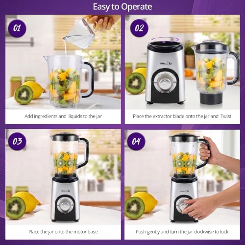 Image of iBELL Nutri Core 5Q Plus 600W Nutri Blender Mixer Grinder & Juicer with 24000 RPM High-Speed Motor, 4 Multi-Purpose Jars with chopper, 2-Speed & Pulse Function for Smoothies (Silver)