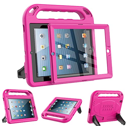 Surom Funda infantil para iPad 2, 3, 4 (modelo antiguo), protector de pantalla integrado, mango a prueba de golpes, soporte para niños, funda protectora para iPad de 2ª, 3ª y 4ª generación, color rosa
