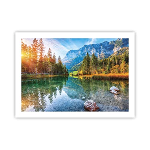 ARTTOR Moderno Cuadros Decorativo 70x50cm Poster de Pared Paisaje Montañas Amanecer Cuadros Pared Imágenes Póster Sin Marco Decoracion Salon Dormitorio Cocina Wall Art Prints Decor P2XAA70x50-4456