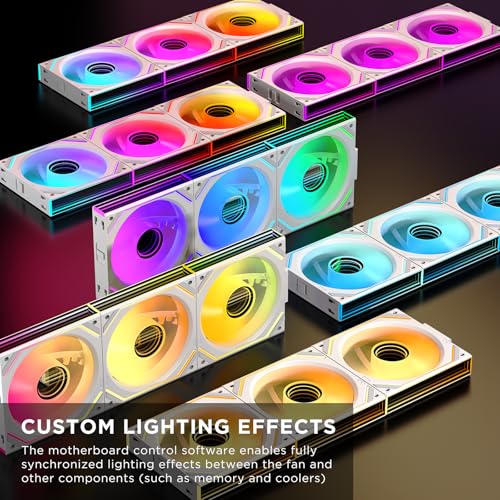 TZMRIT Interstellar-V2 Infinity Mirror ARGB PWM Lüfter 120mm Schwarz, RGB Lüfter 120 mm (White, Forward-3PCS)