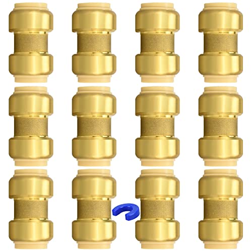Ruby.Q 12 Pack Push-To-Connect Plumbing Fittings, 3/4 Inch Straight Fittings With Disconnect Clip For Copper, Pex, Cpvc Pipe cover