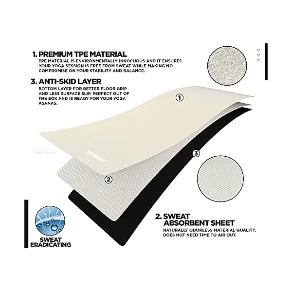 RDX-Yoga-Mat-TPE-6mm-Thick-with-Straps-and-Carry-Bag-Reach-ROHS-Certified-Eco-Friendly-Non-Slip-Mats-for-Men-Women-Home-Gym-Fitness-Workout-Exercise-Pilates-Aerobic-Planks-183-x-61-x-06CM RDX Yoga Mat TPE 6mm Thick with Straps and Carry bag, REACH ROHS Certified, Eco Friendly Non Slip Mats for Men Women, Home Gym Fitness Workout Exercise Pilates Aerobic Planks, 183 x 61 x 0.6CM