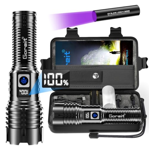 Goreit Flashlights LED High Lumens Rechargeable 20 000 Lumens XHM77.2 Super Bright Flash Light USB Handheld Flashlight High Powered Powerful Flashlight Waterproof for Emergency Camping Gift