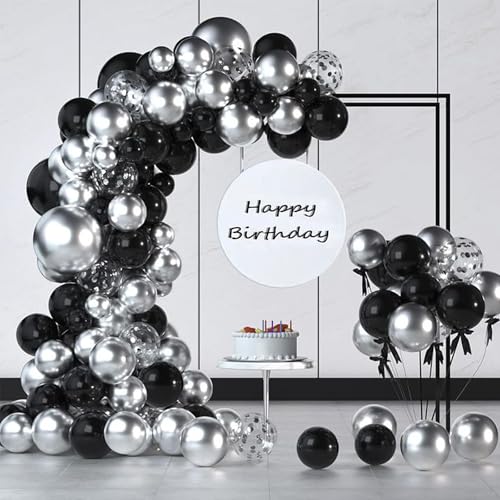 Felice Arts Black and Silver Balloon Garland Arch Kit