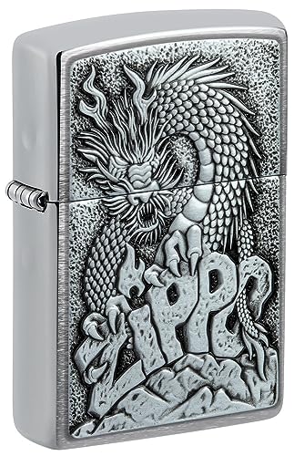 Image of Zippo Design Brushed Chrome, Windproof Pocket Lighter, Without Fuel and Gas