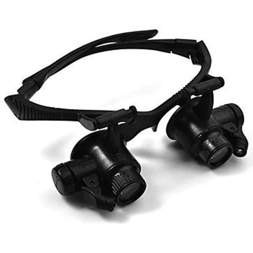 Stirnband-Lupe, Stirnband-Lupe mit LED-Licht, 10x/ 15x/ 20x/ 25x mit Aufbewahrungstasche für Schmuckuhr-Reparaturlupe