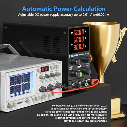 Image of DC Power Supply Variable, 0-60V 0-5A Adjustable Switching DC Regulated Bench Power Supply with High Precision 4-Digit LED Display, 5V /2A USB Port, Coarse and Fine Adjustment SPS-6005