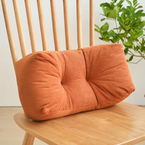 Be&xn Soft Lumbar Support Pillow for Office Chair & Car, Corduroy Back Support Pillow for Lower Back Pain Relief, Ergonomic Design Back Cushion for Sleeping and Resting (Orange)