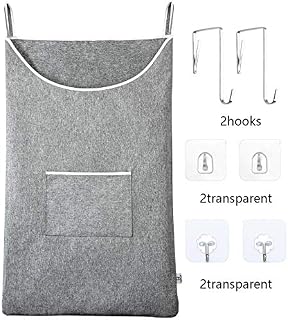 KEEPJOY Door-Hanging Laundry Hamper,Space Saving Hanging Laundry Basket with Stainless Steal and Adhesive