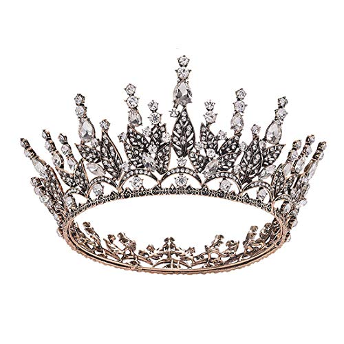 GETNOIVAS Full Round Rhinestone Queen Crown Bridal Wedding Tiara for Women Princess Headpieces Party Hair Accessories with Gift Box