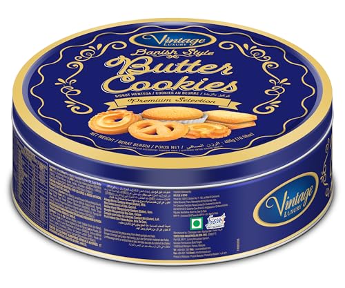 Image of Vintage Luxury Danish Style Butter Cookies Premium Selection • Blue Tin Gift Box, 14.11 oz ℮ 400 g (Pack of 2)